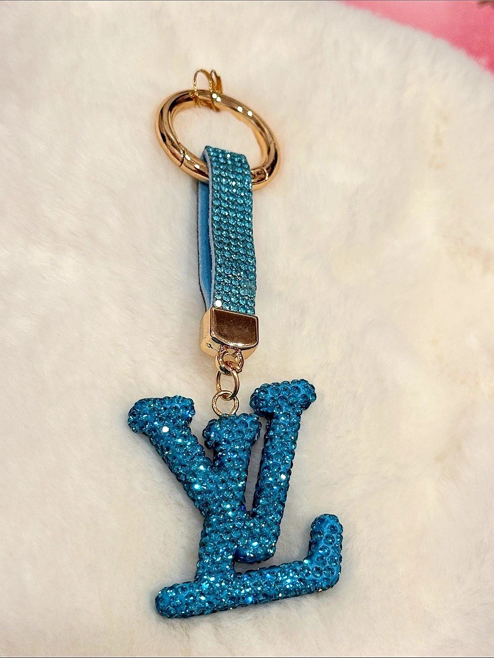 Blue Crystal LV Keychain - Picture 3 of 4